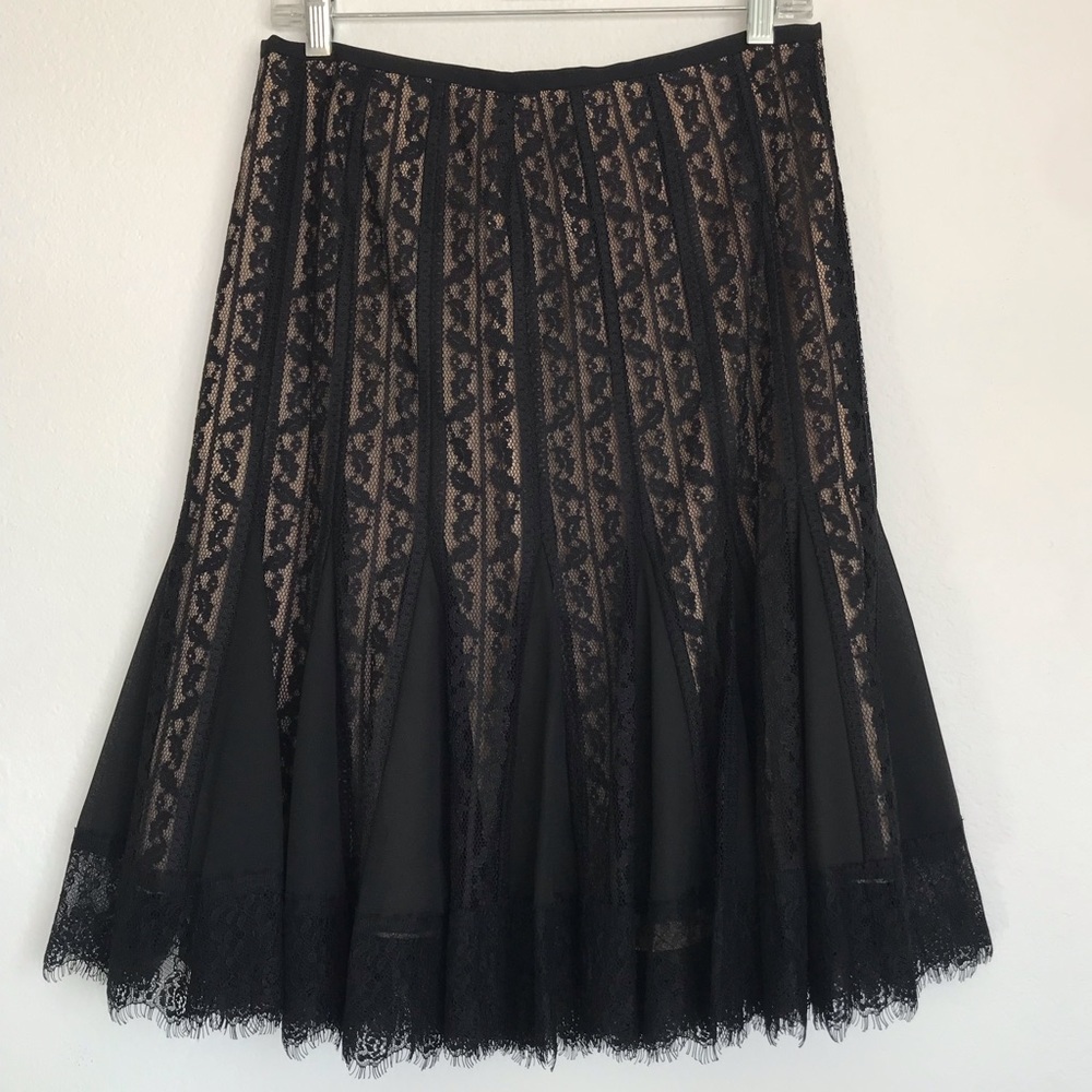LOFT Black Lace A-Line Midi Skirt - Picture 1 of 7